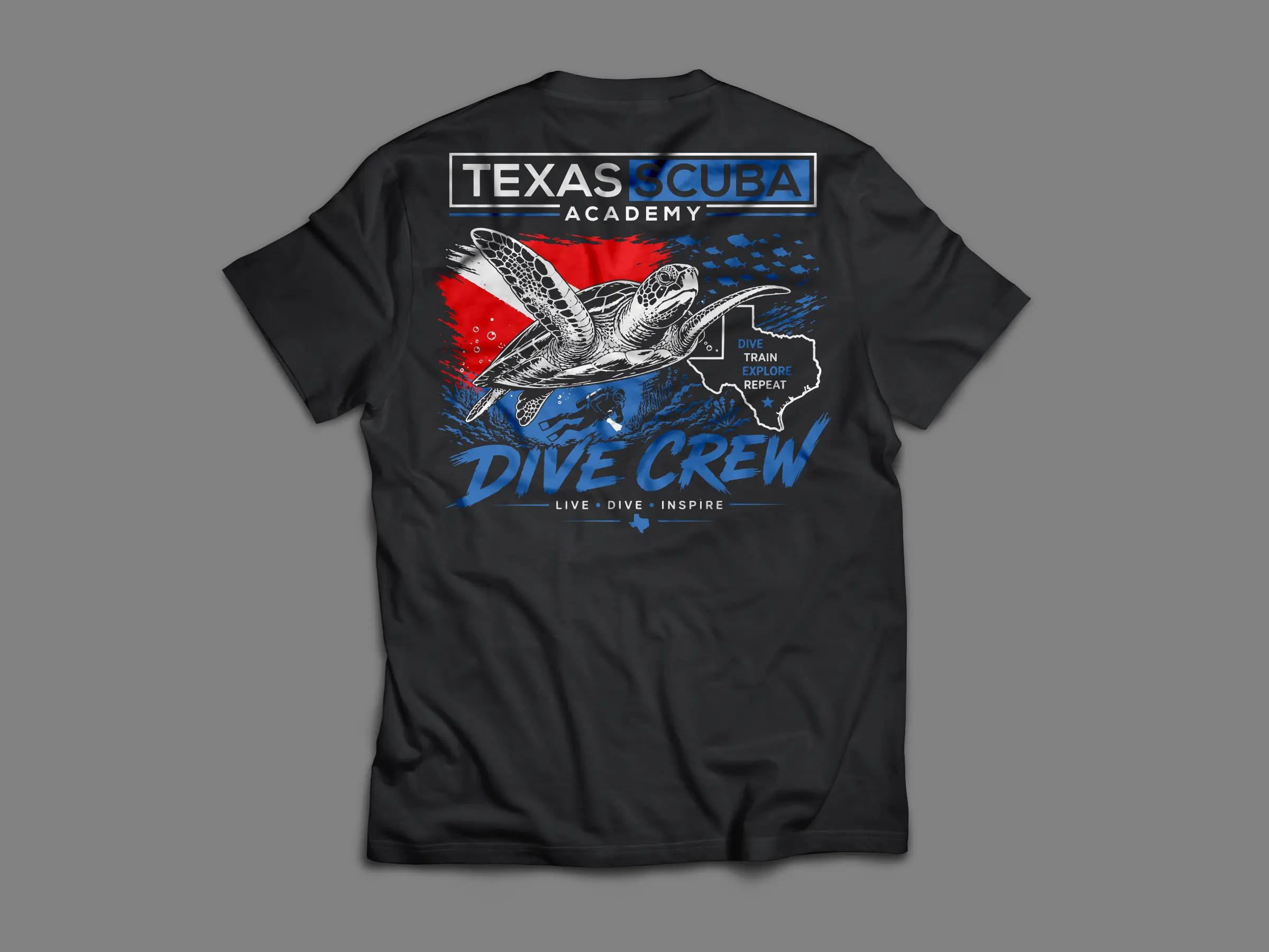 Texas Scuba Academy Dive Crew T-Shirt — Sea Turtle